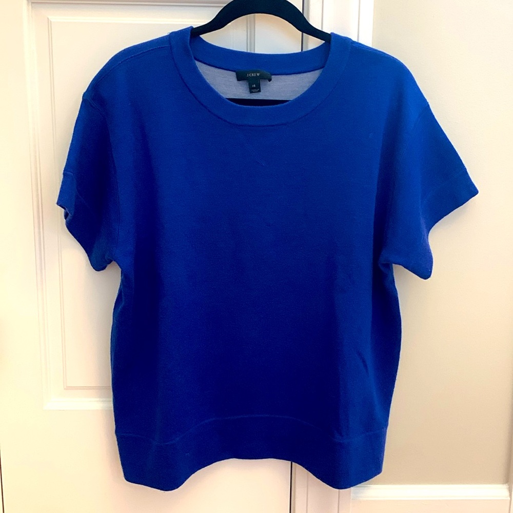 J.Crew oversized shortsleeved merino sweater in beautiful cobalt blue.  Size XS